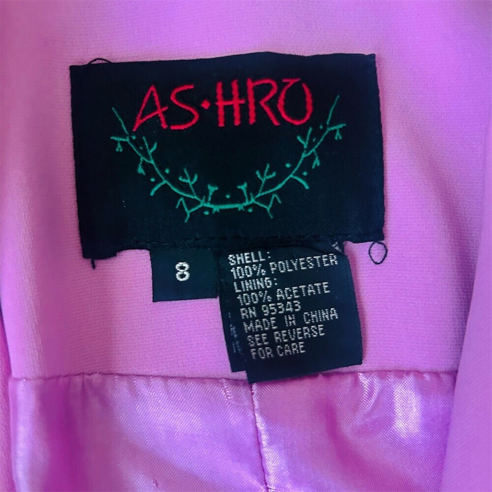 ASHRO Blazer Jacket Womens Size 8 Pink Embellished Single Button Lined - Picture 3 of 9